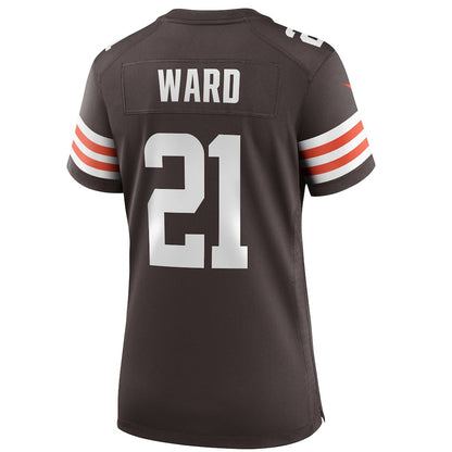 Denzel Ward 21 Cleveland Browns Women's Team Game Jersey - Brown