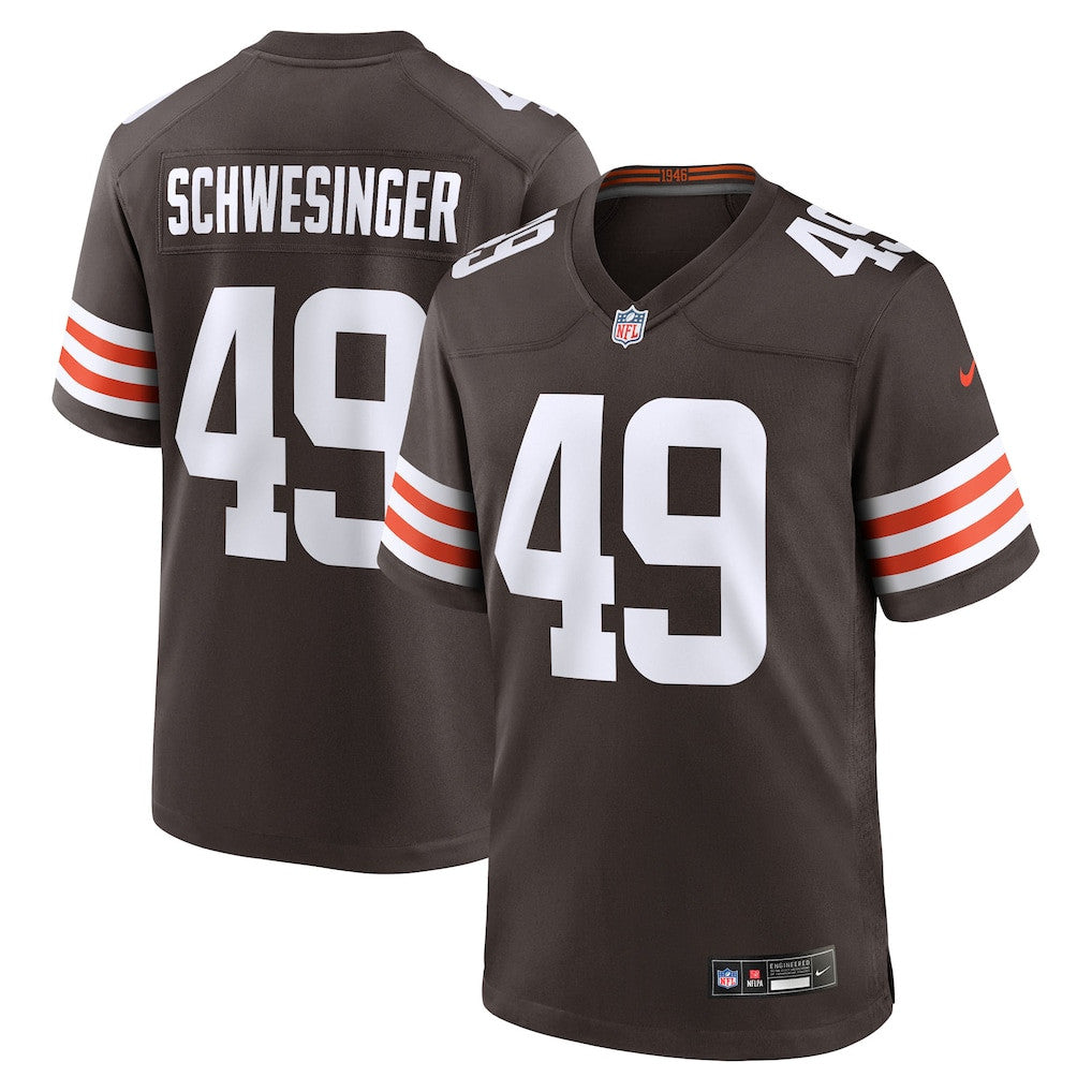 Carson Schwesinger 49 Cleveland Browns Team Game Men Jersey - Brown