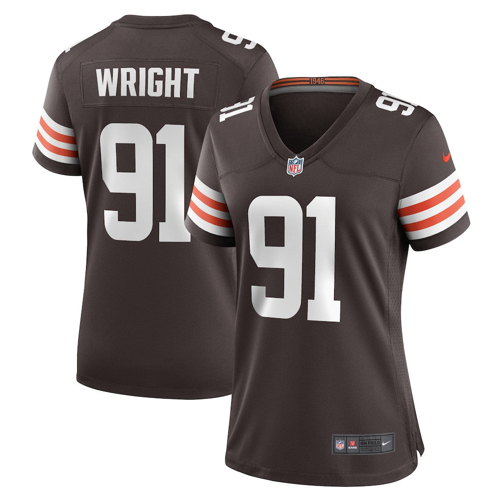 Alex Wright 91 Cleveland Browns Women's Team Game Jersey - Brown