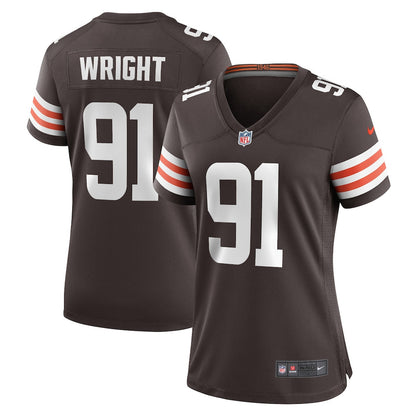 Alex Wright 91 Cleveland Browns Women's Team Game Jersey - Brown