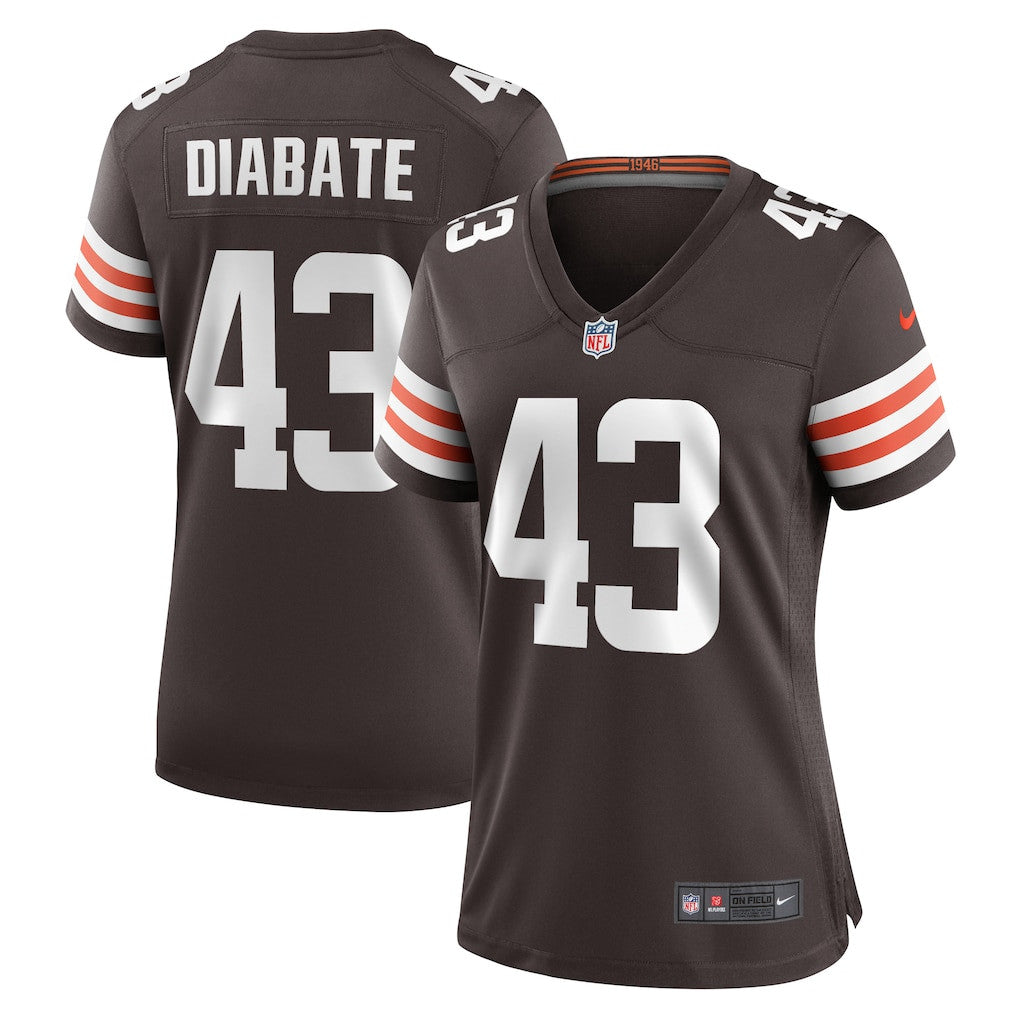 Mohamoud Diabate 43 Cleveland Browns Women's Team Game Jersey - Brown
