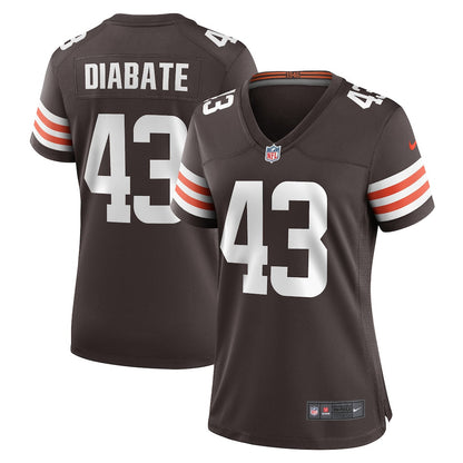 Mohamoud Diabate 43 Cleveland Browns Women's Team Game Jersey - Brown