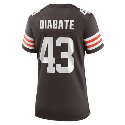 Mohamoud Diabate 43 Cleveland Browns Women's Team Game Jersey - Brown