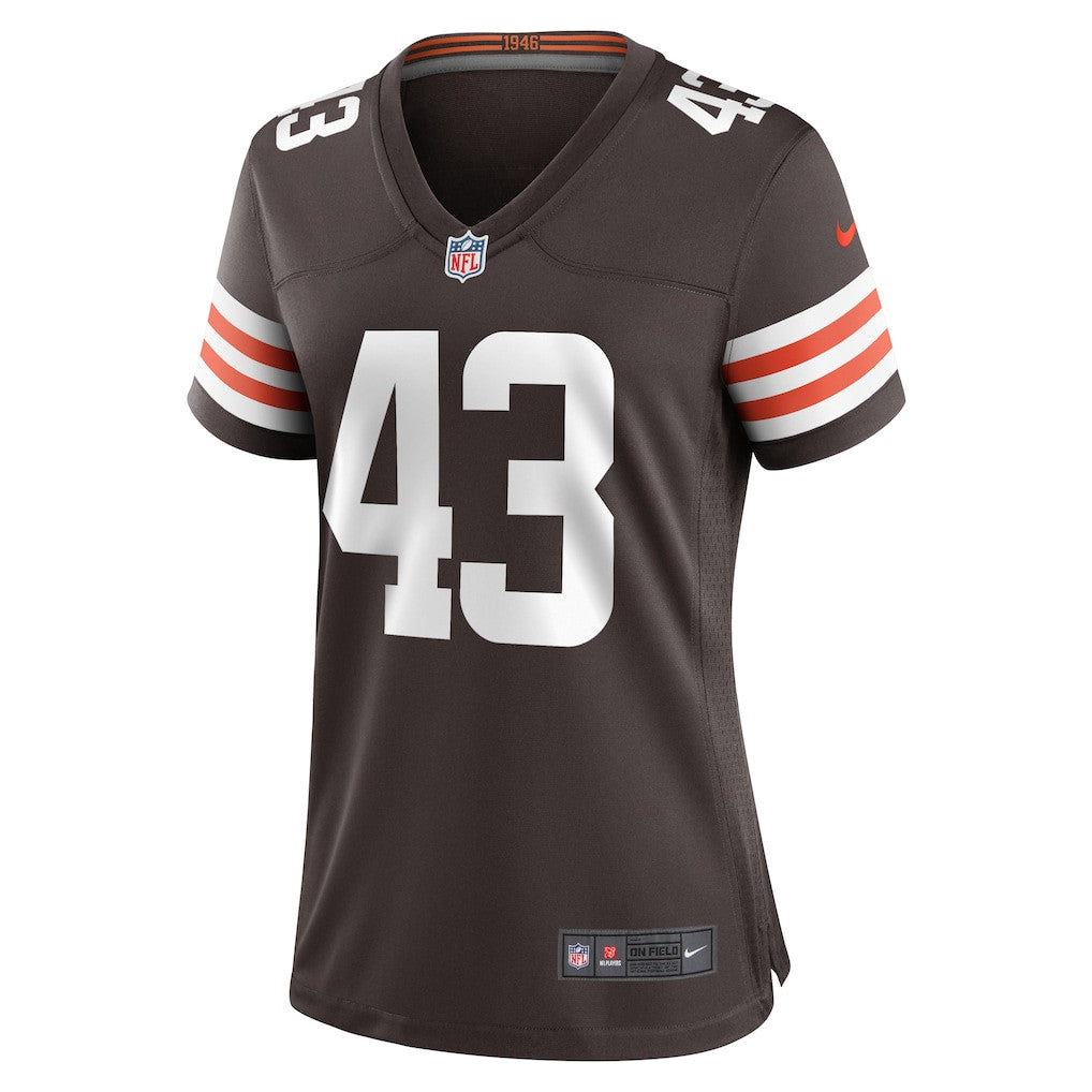 Mohamoud Diabate 43 Cleveland Browns Women's Team Game Jersey - Brown