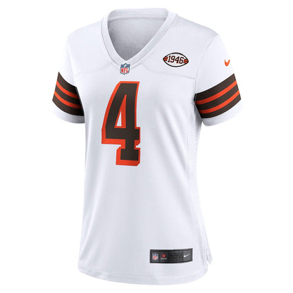 Deshaun Watson 4 Cleveland Browns Women's Team Game Jersey - White