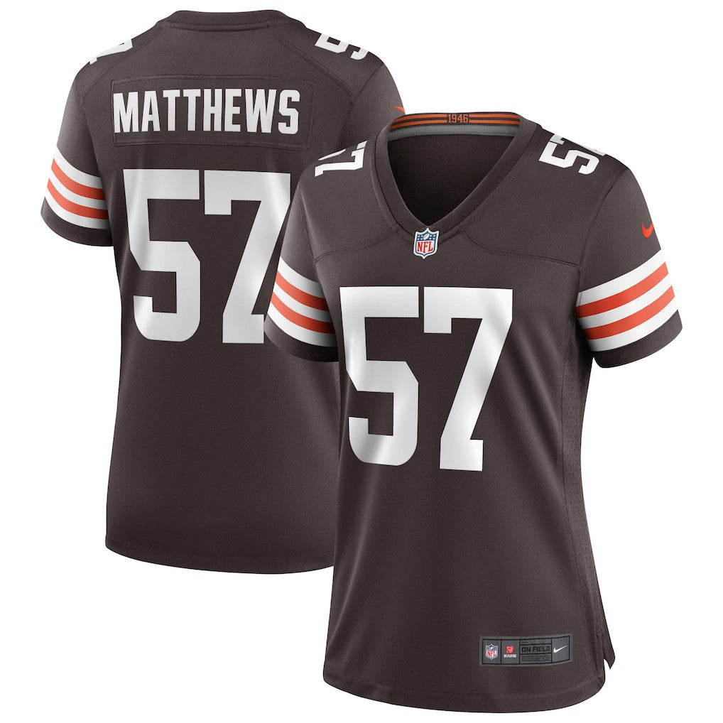 Clay Matthews 57 Cleveland Browns Women's Game Jersey - Brown