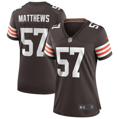 Clay Matthews 57 Cleveland Browns Women's Game Jersey - Brown