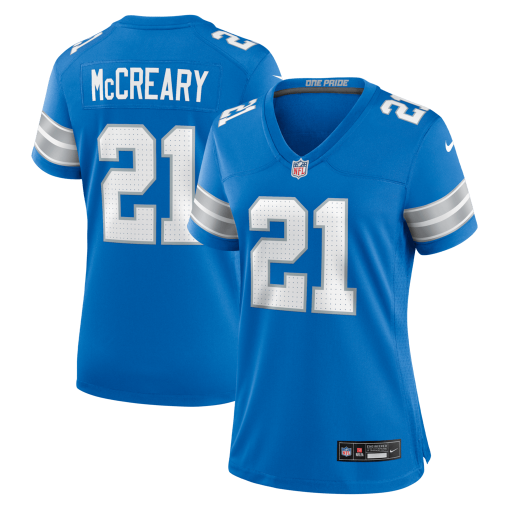 Roger McCreary 21 Detroit Lions Women's Team Game Jersey - Blue