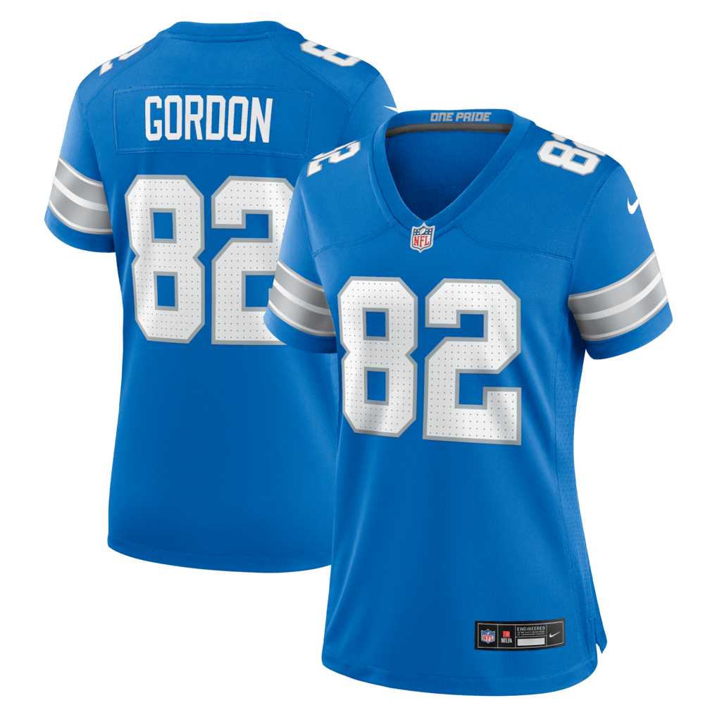 Thomas Gordon 82 Detroit Lions Women's Team Game Jersey - Blue