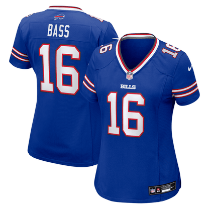 Tyler Bass 16 Buffalo Bills Women's Team Game Jersey - Royal
