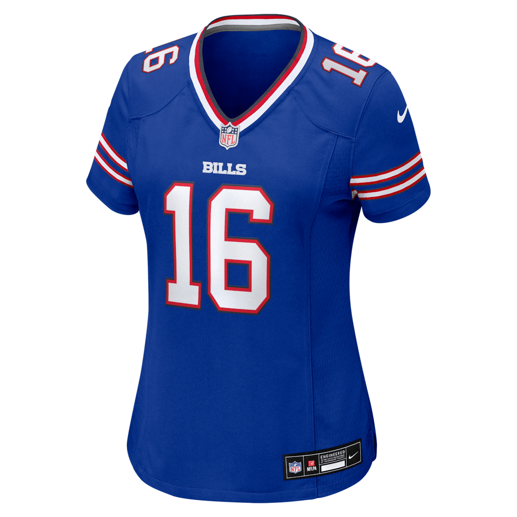 Tyler Bass 16 Buffalo Bills Women's Team Game Jersey - Royal