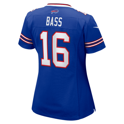 Tyler Bass 16 Buffalo Bills Women's Team Game Jersey - Royal