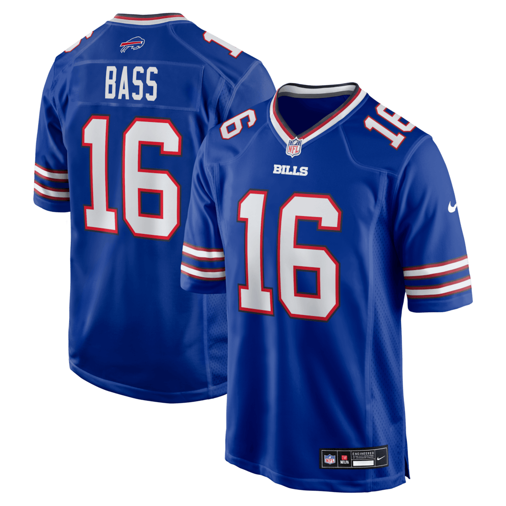 Tyler Bass 16 Buffalo Bills Team Game Men Jersey - Royal