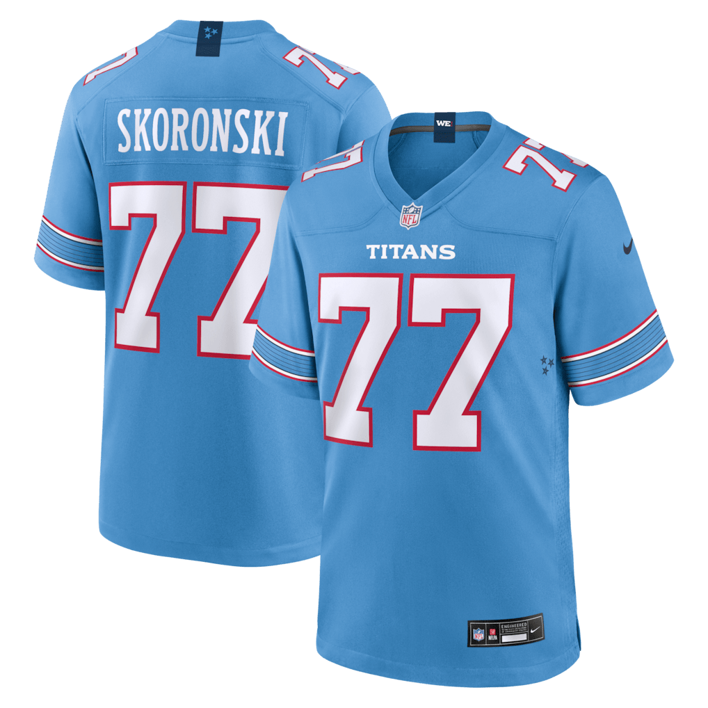 Peter Skoronski 77 Tennessee Titans Game Men Jersey - Light Blue
