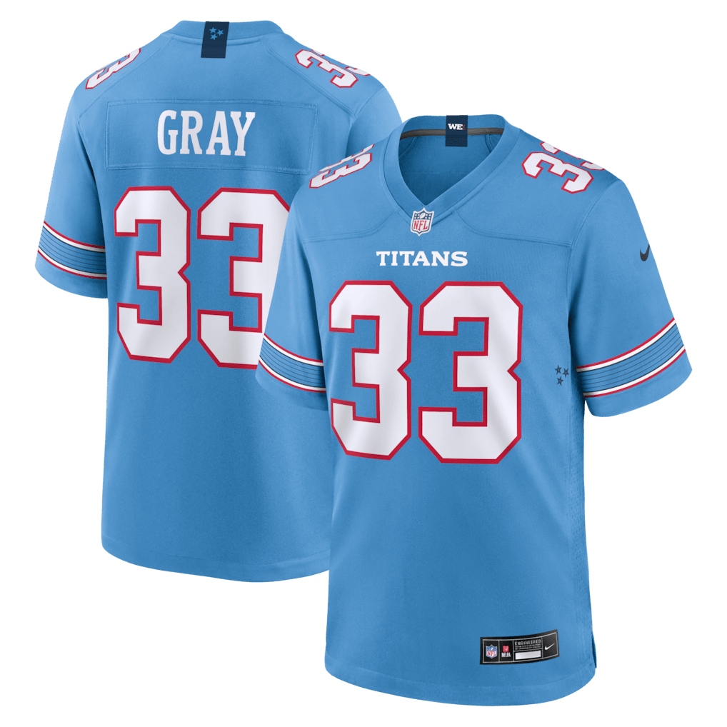 Cedric Gray 33 Tennessee Titans Game Men Jersey - Light Blue