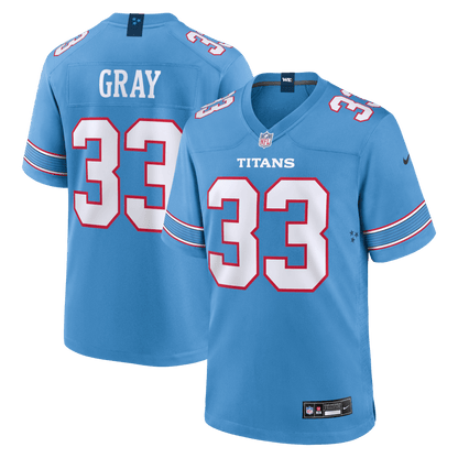 Cedric Gray 33 Tennessee Titans Game Men Jersey - Light Blue