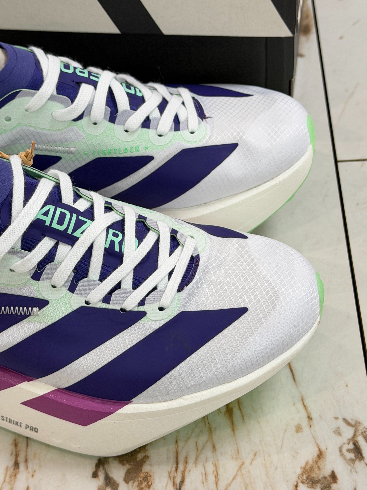 adidas Adizero Adios Pro 4 "Core White Purple Lime Burst" Running Shoes