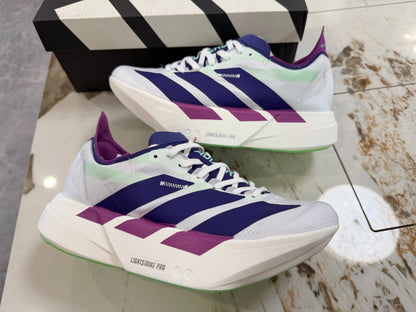 adidas Adizero Adios Pro 4 "Core White Purple Lime Burst" Running Shoes
