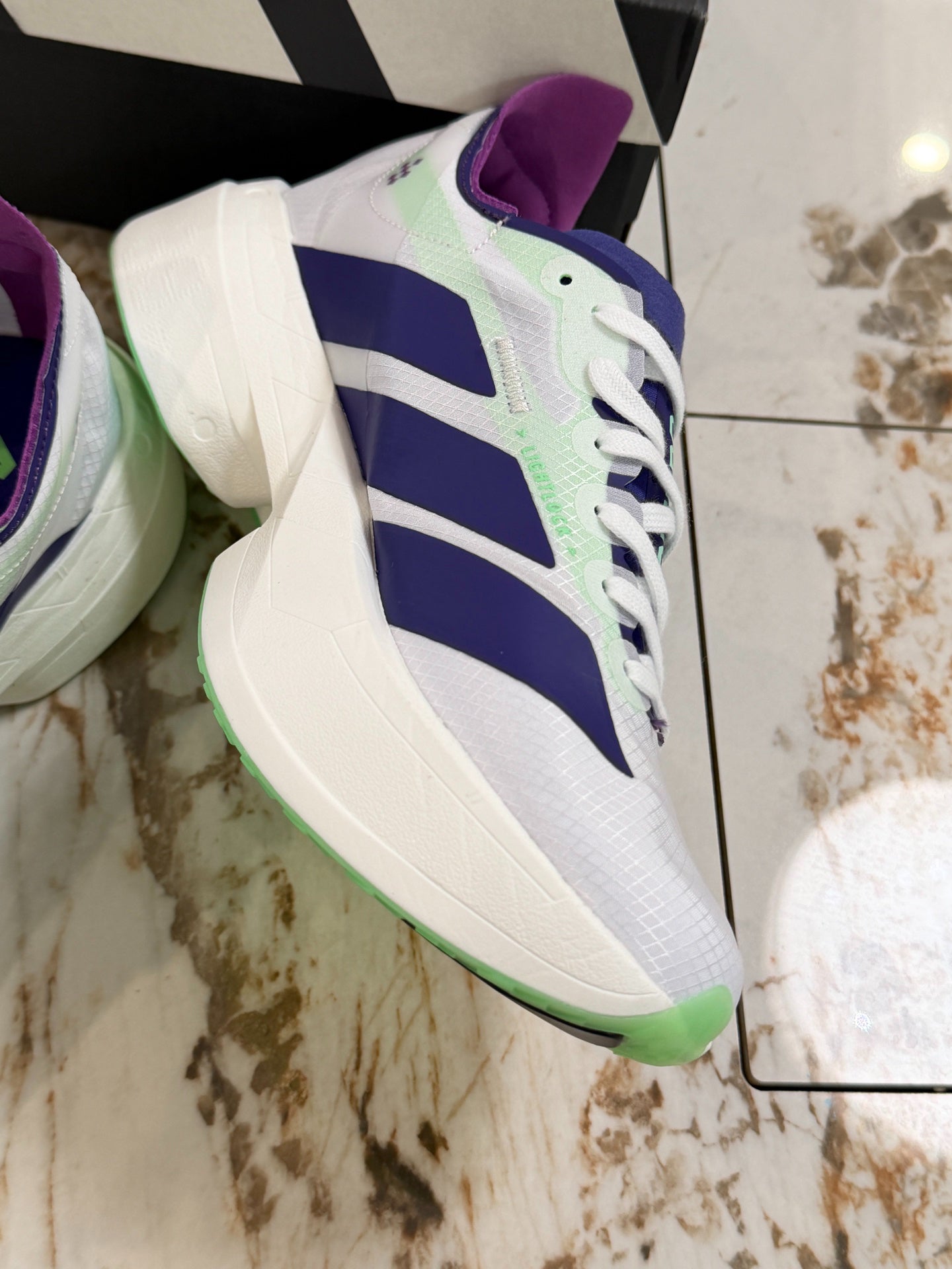 adidas Adizero Adios Pro 4 "Core White Purple Lime Burst" Running Shoes