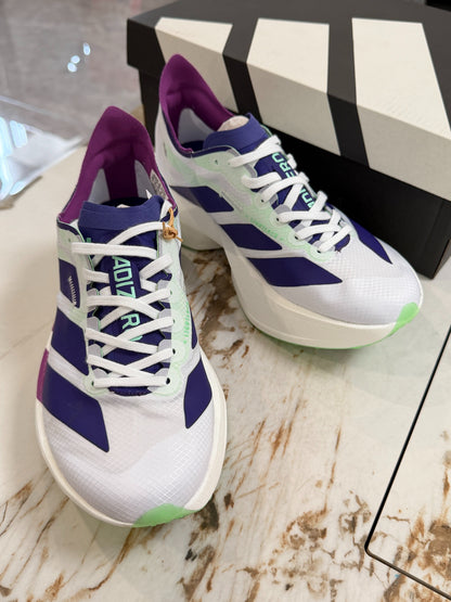 adidas Adizero Adios Pro 4 "Core White Purple Lime Burst" Running Shoes