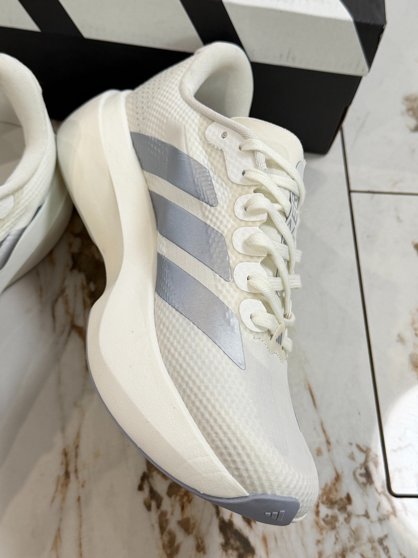 adidas Adizero Evo SL Woven Shoes - Core White / Halo Silver