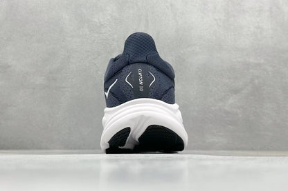 HOKA Clifton 10 Navy White Cushioned Road Running Sneakers