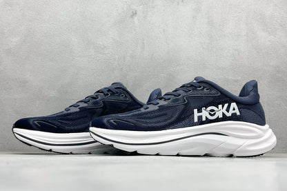 HOKA Clifton 10 Navy White Cushioned Road Running Sneakers