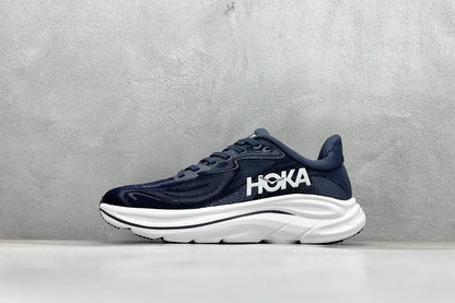 HOKA Clifton 10 Navy White Cushioned Road Running Sneakers