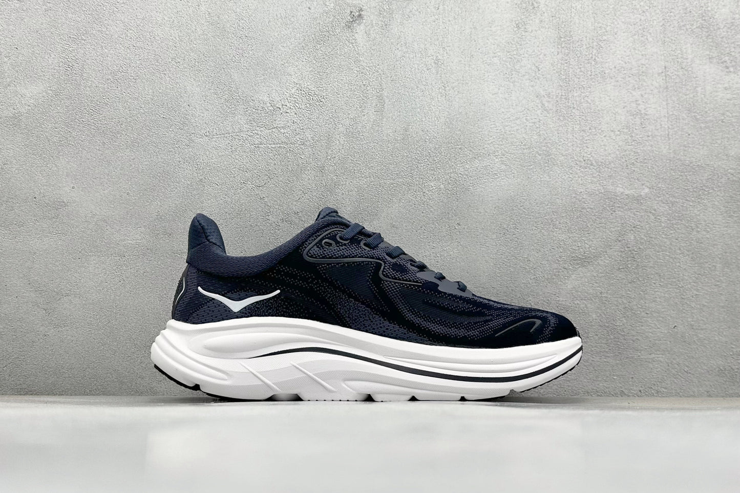 HOKA Clifton 10 Navy White Cushioned Road Running Sneakers