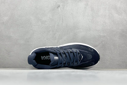 HOKA Clifton 10 Navy White Cushioned Road Running Sneakers