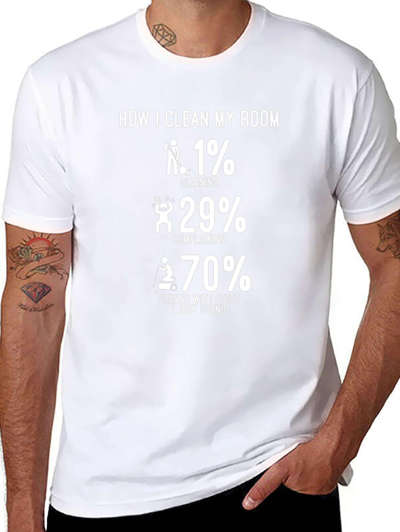 Humorous How I Clean My Room Graphic Tee