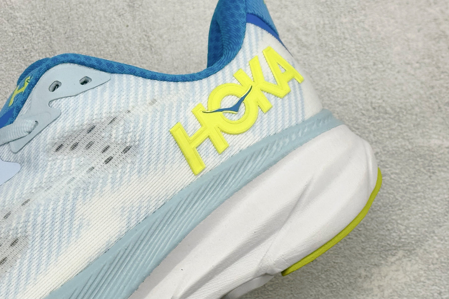 HOKA Clifton 9 White & Light Blue Colorblock Daily Running Trainers