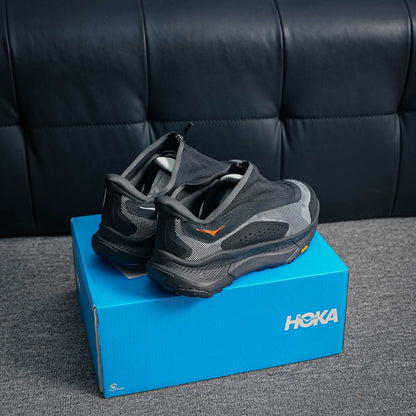 HOKA "Triple Black" Zip-Up Trail Sneakers