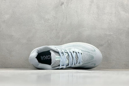 HOKA Clifton 10 Light Sage White Cushioned Road Running Sneakers