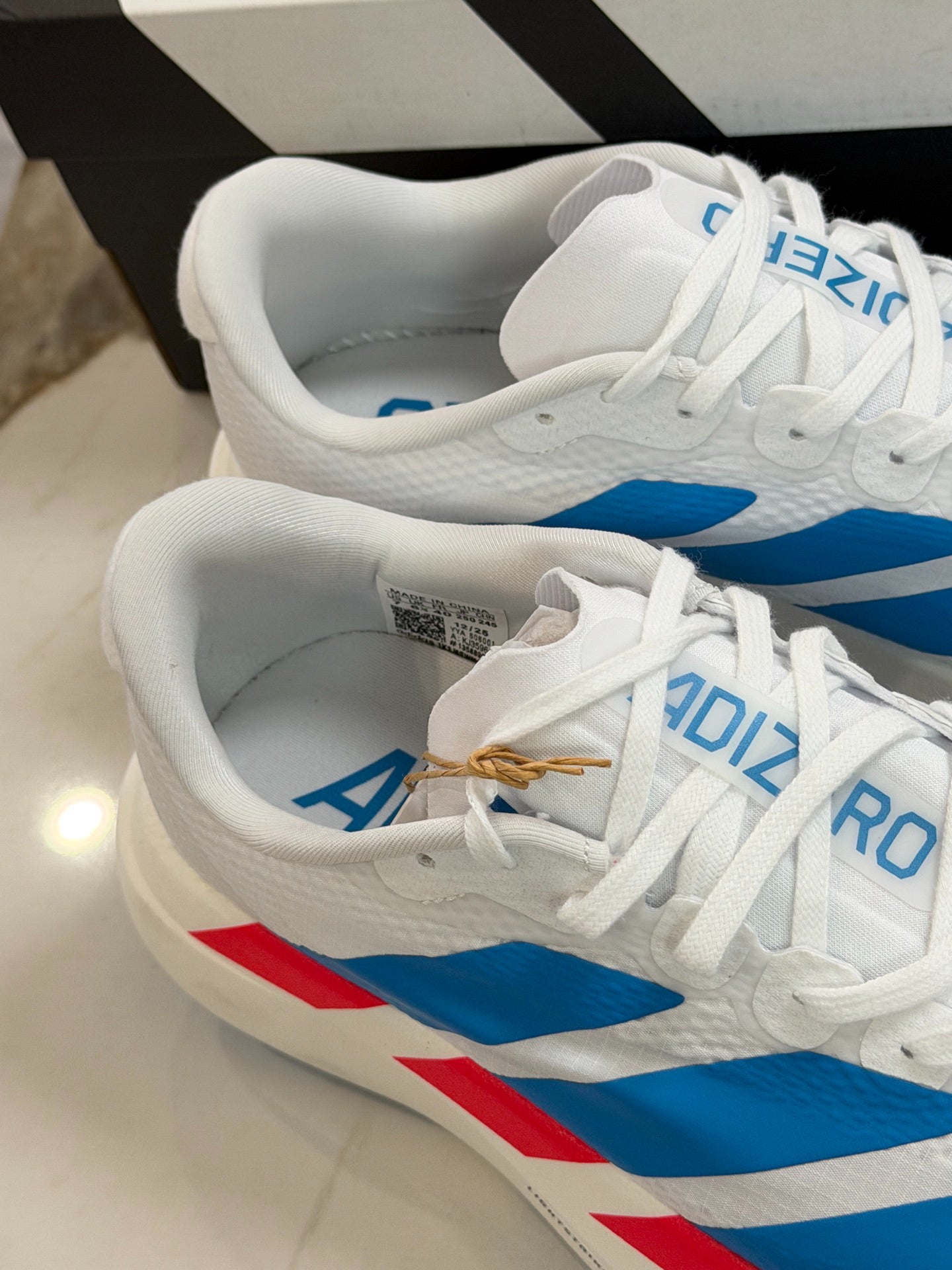 Adidas Adizero Evo SL Running Shoes (White/Blue/Red)