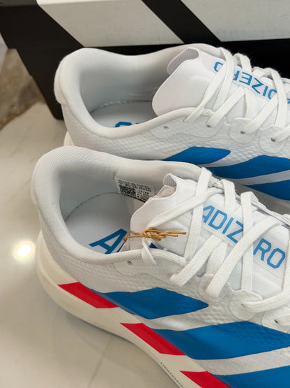 Adidas Adizero Evo SL Running Shoes (White/Blue/Red)
