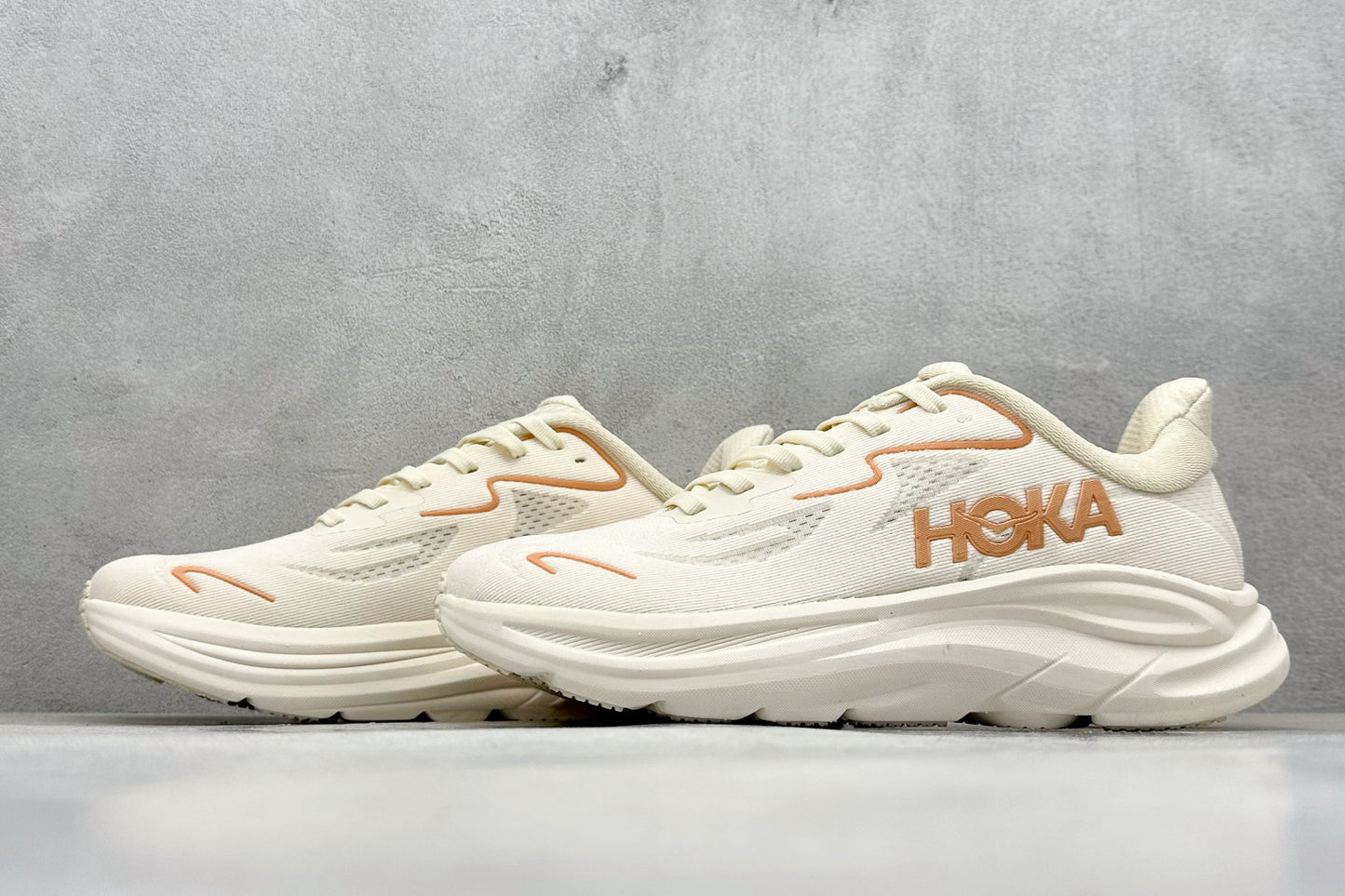 HOKA Clifton 10 Cream Peach Cushioned Road Running Sneakers