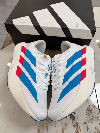 Adidas Adizero Evo SL Running Shoes (White/Blue/Red)