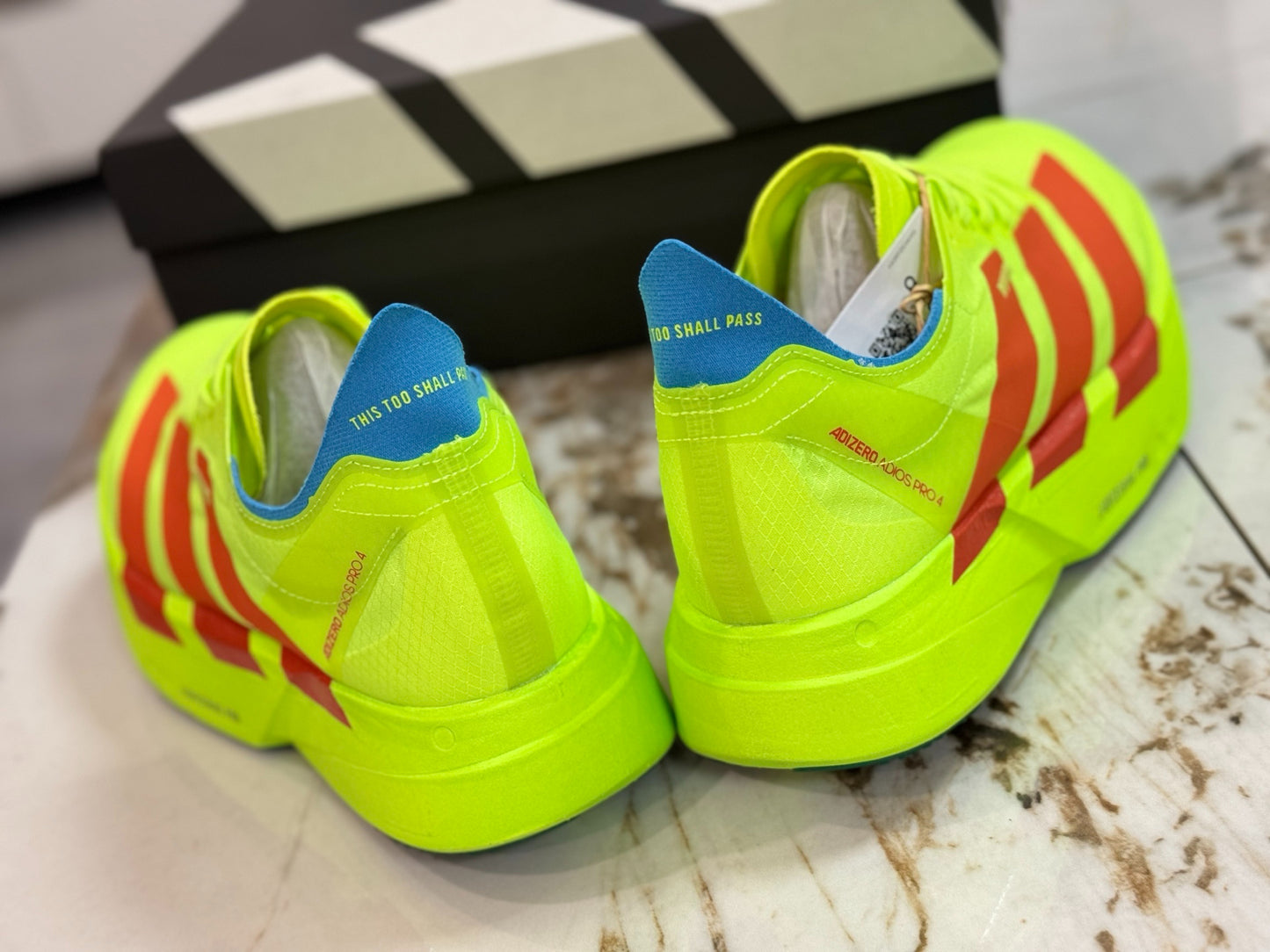 adidas Adizero Adios Pro 4 Running Shoes - Lucid Lemon / Spark Orange / Blue Fusion
