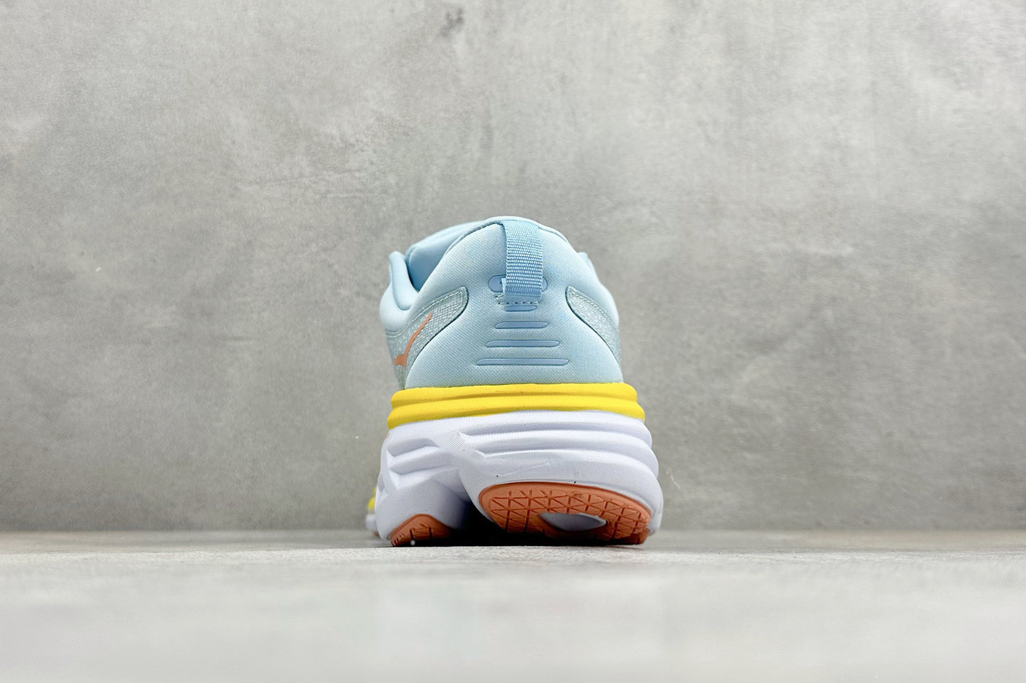 HOKA Bondi 8 Sky Blue Yellow Orange Logo Running Sneaker