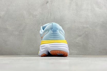 HOKA Bondi 8 Sky Blue Yellow Orange Logo Running Sneaker