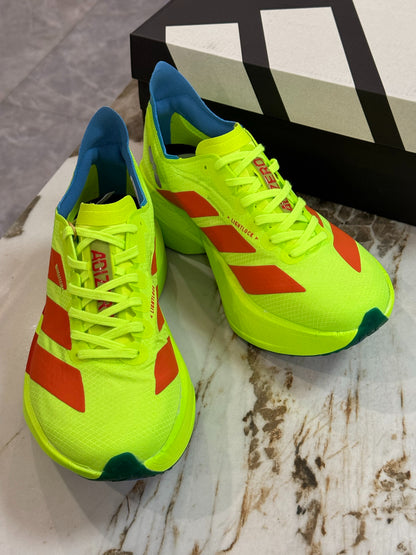 adidas Adizero Adios Pro 4 Running Shoes - Lucid Lemon / Spark Orange / Blue Fusion