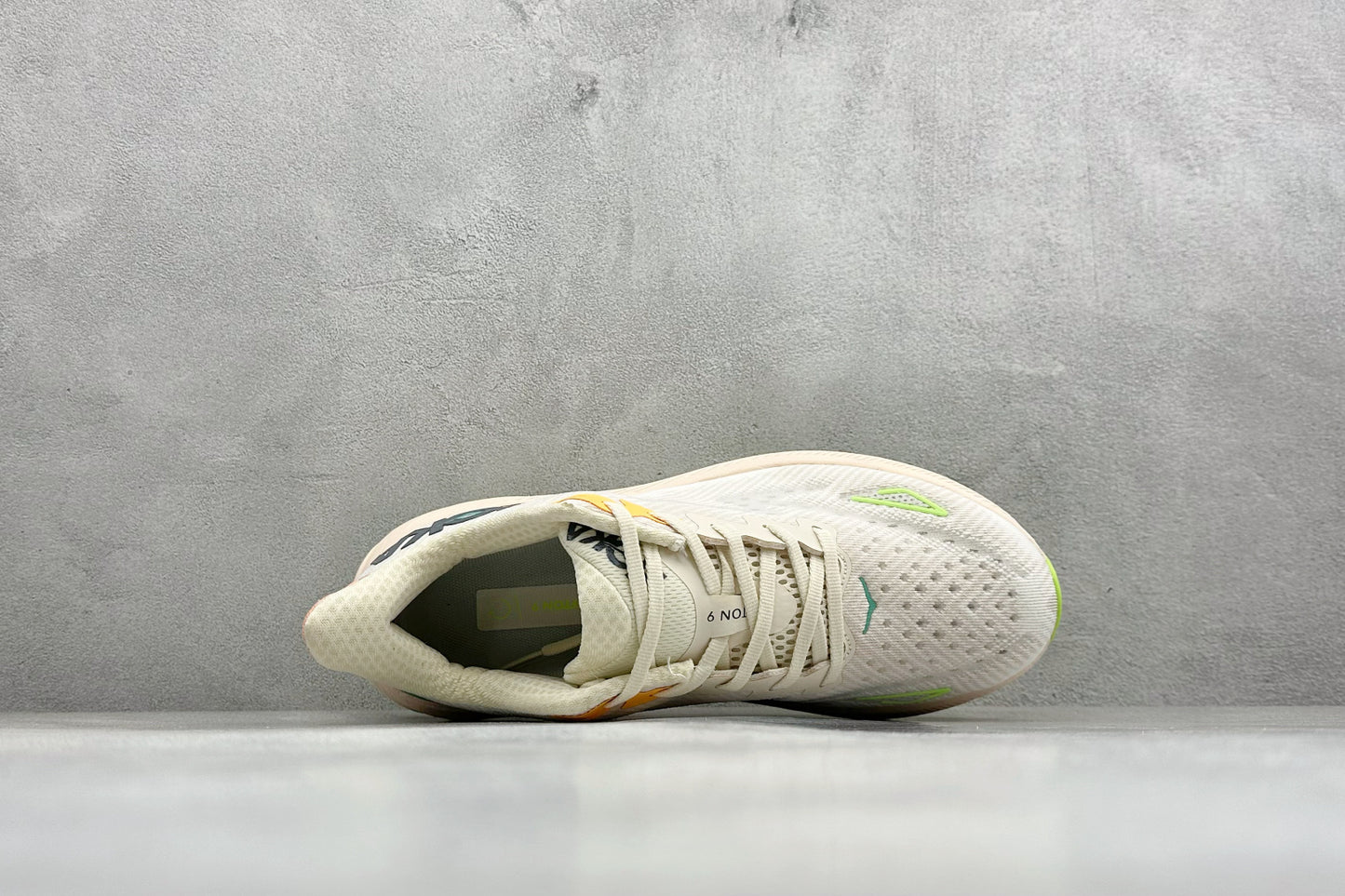HOKA Clifton 9 Off White & Pale Peach Daily Running Trainers