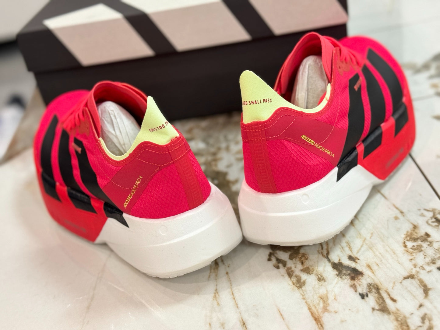 adidas Adizero Adios Pro 4 Running Shoes - Lucid Pink / Lucid Orange / Iron Metallic