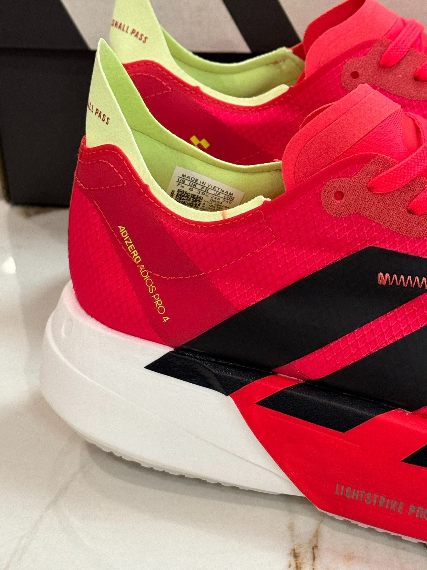 adidas Adizero Adios Pro 4 Running Shoes - Lucid Pink / Lucid Orange / Iron Metallic