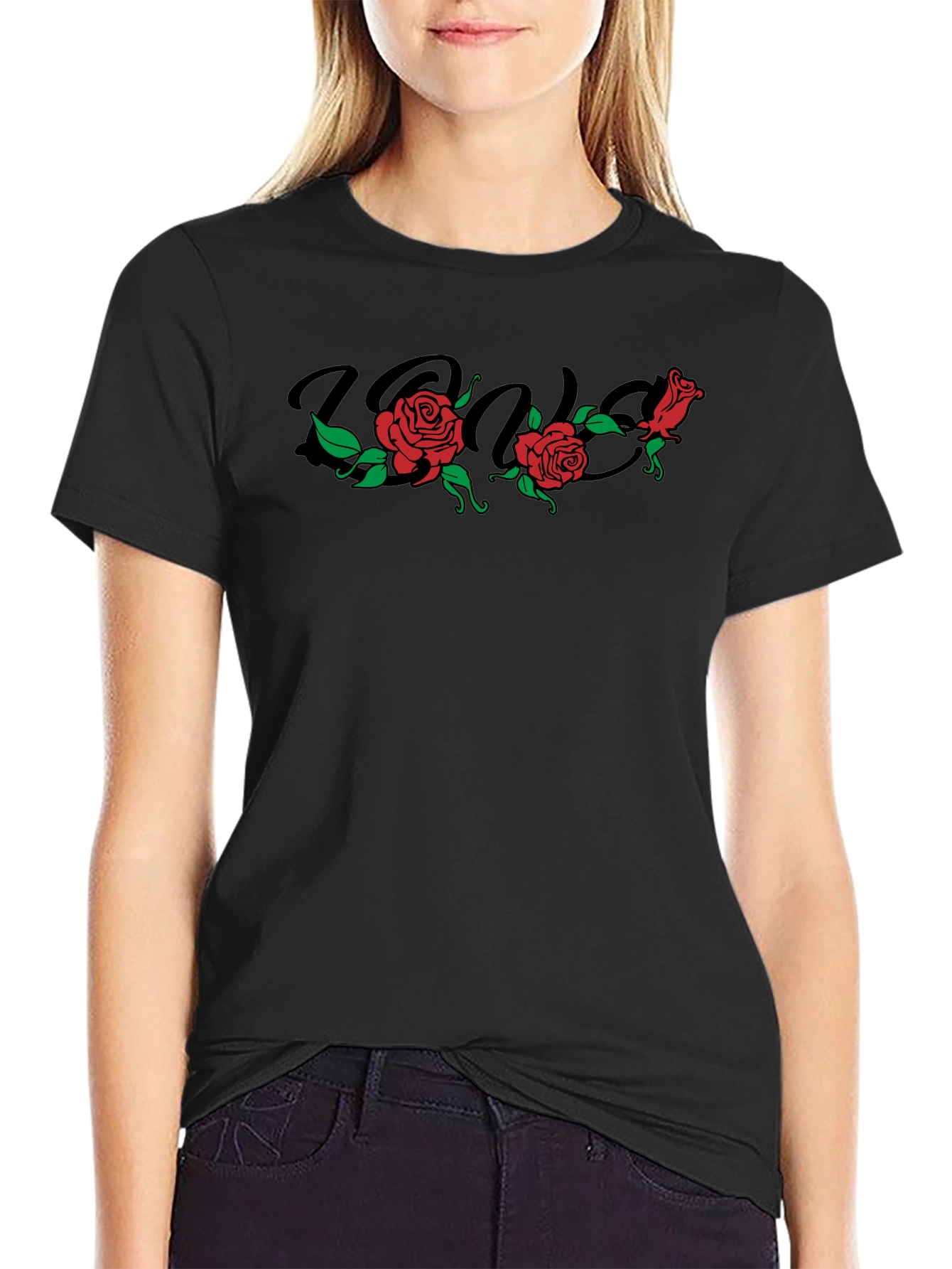 Rose Graphic Black T-Shirt