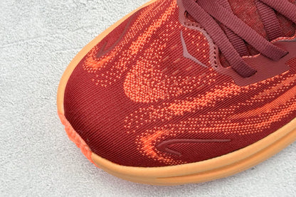 HOKA Clifton 10 Wine Red/Orange Cushioned Athletic Running Trainers