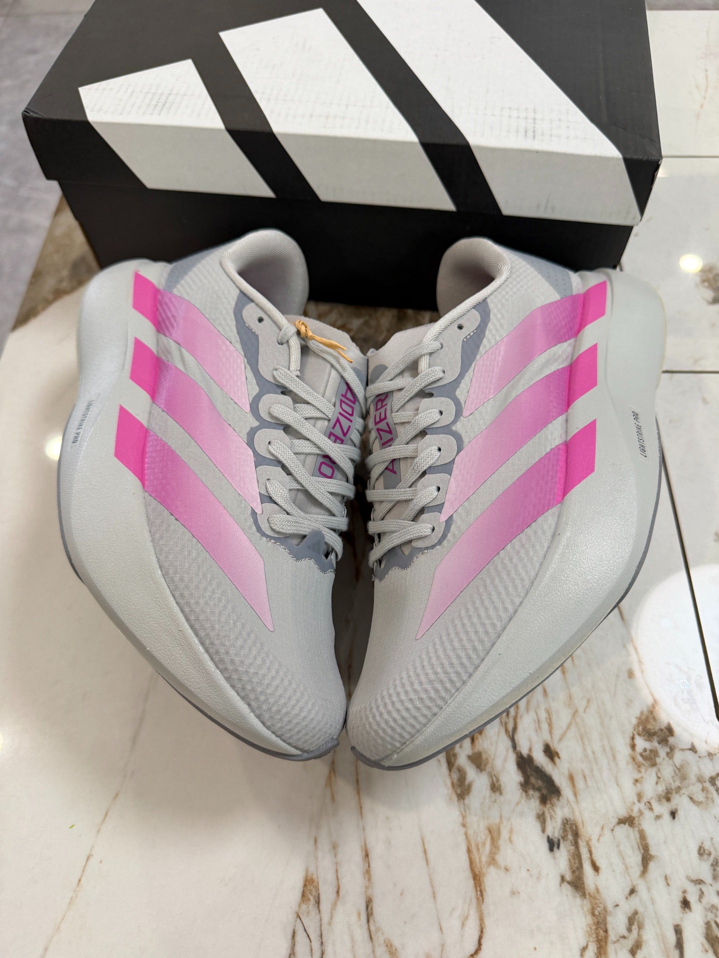 adidas Adizero Evo SL Running Shoes - Grey Two / Lucid Fuchsia