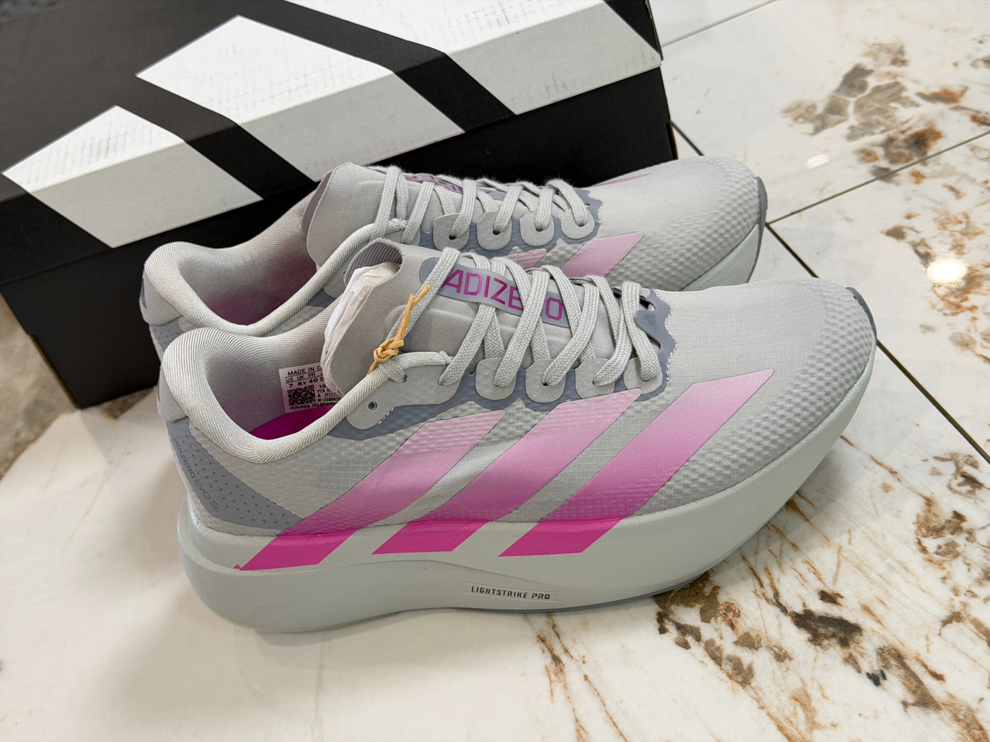 adidas Adizero Evo SL Running Shoes - Grey Two / Lucid Fuchsia