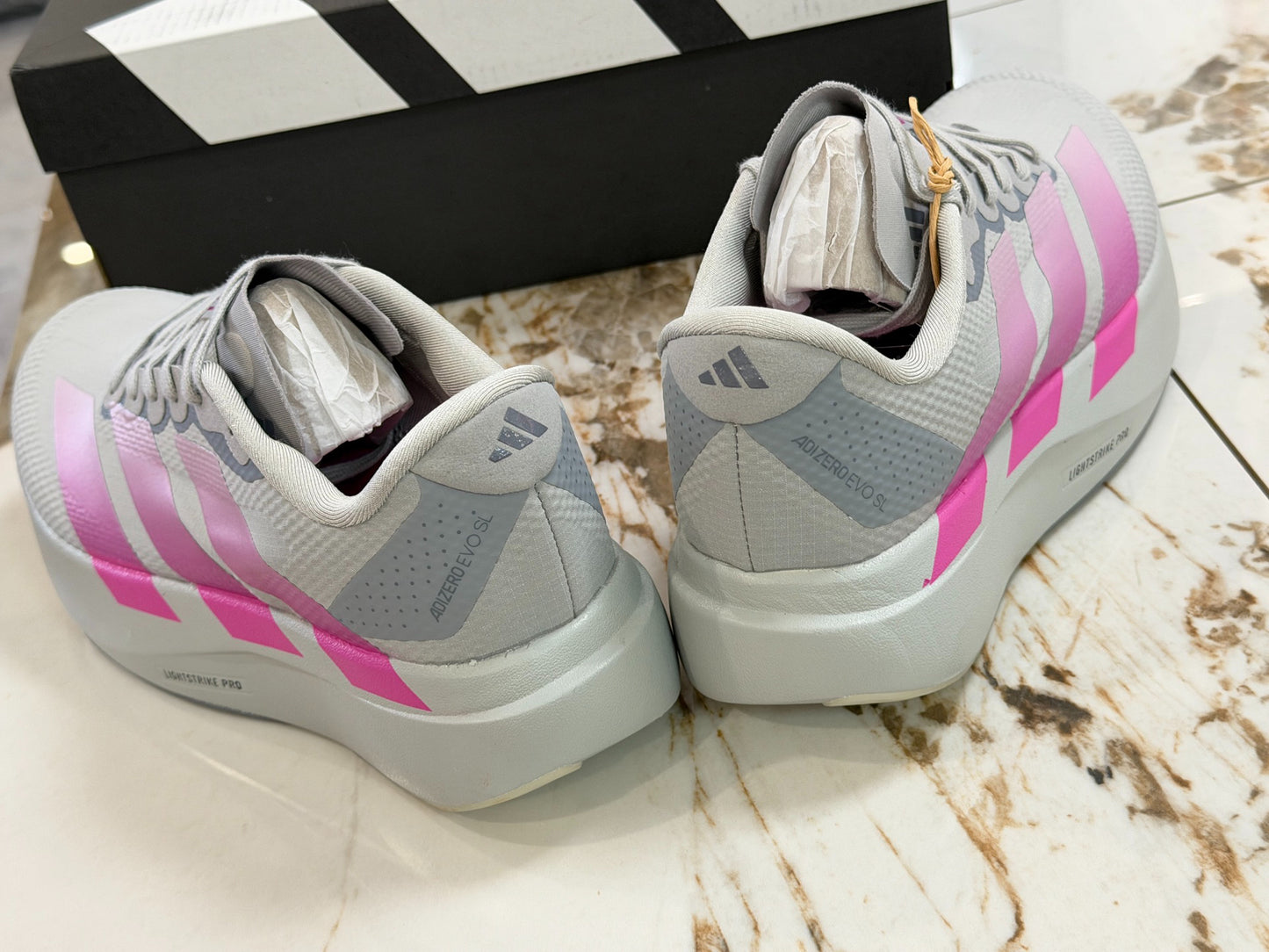 adidas Adizero Evo SL Running Shoes - Grey Two / Lucid Fuchsia